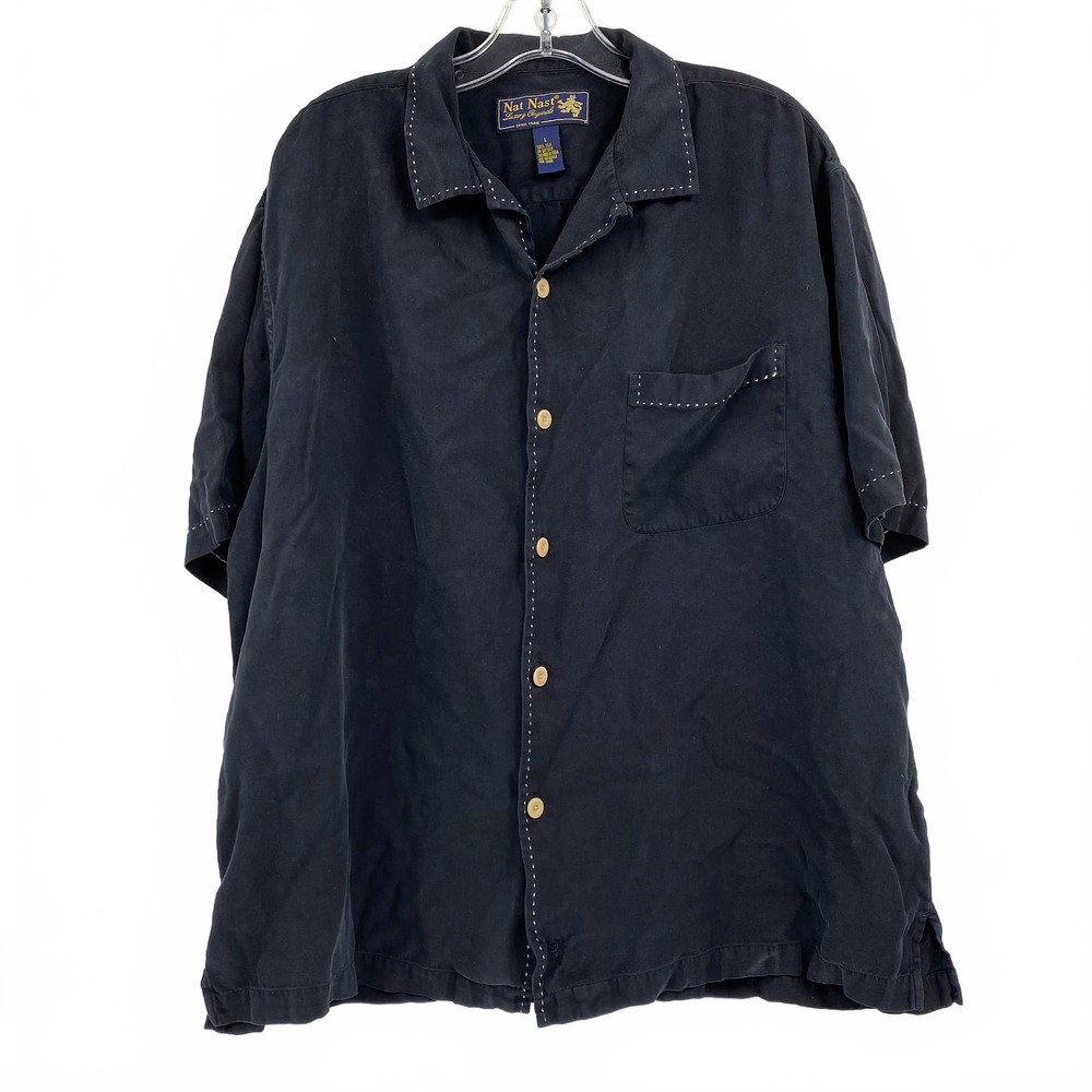 Nat Nast Black Button-Up Shirt | Mens L